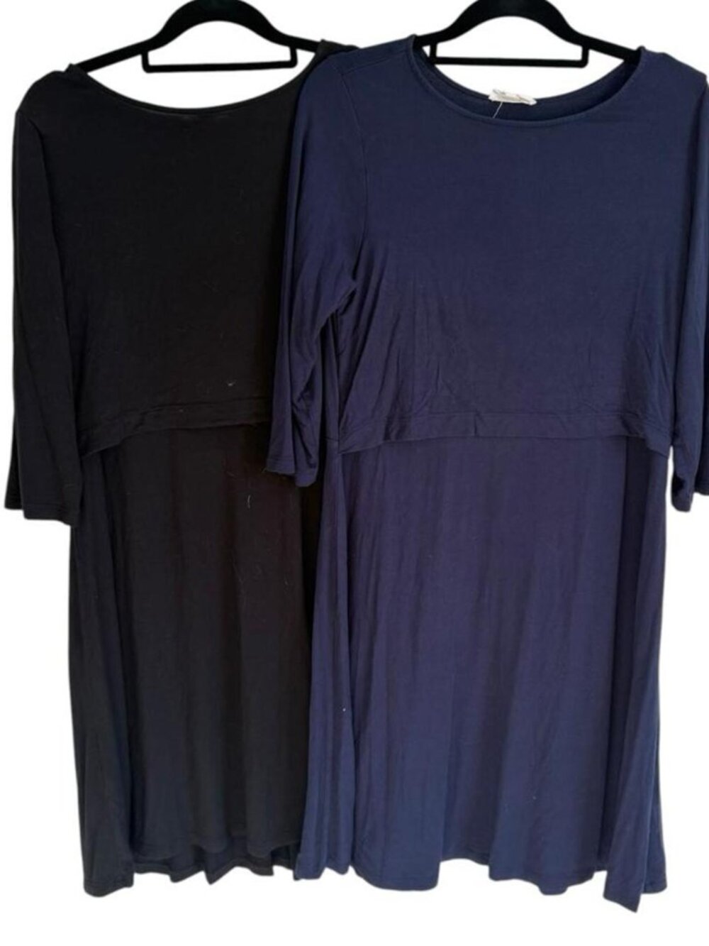 Lot of 2 Seraphine Bamboo Nursing Breastfeeding Dresses Black and Navy, Size 10